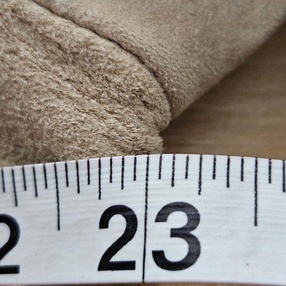 Chicos Suede Leather Jacket Size 2 Beige/Tan Eyelet Braided Thread Studs Western - Picture 10 of 12